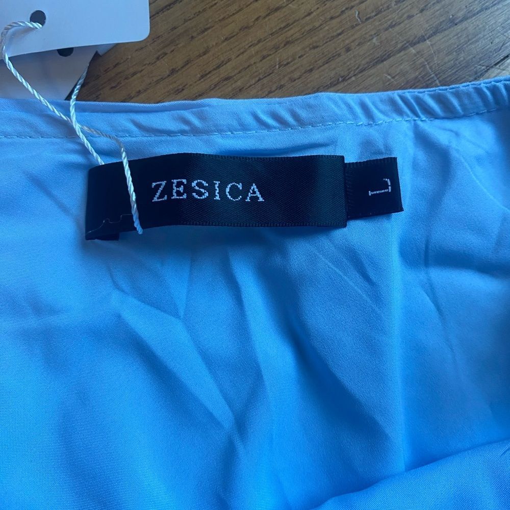Zesica light blue dress Women’s size L one shoulder  asymmetrical ruffles party - Picture 6 of 11